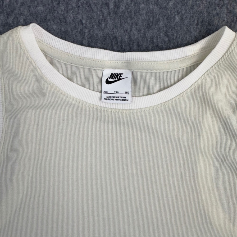 Nike Sportswear Ribbed Crop Tank Womens 2XL Light Bone Athleisure Summer